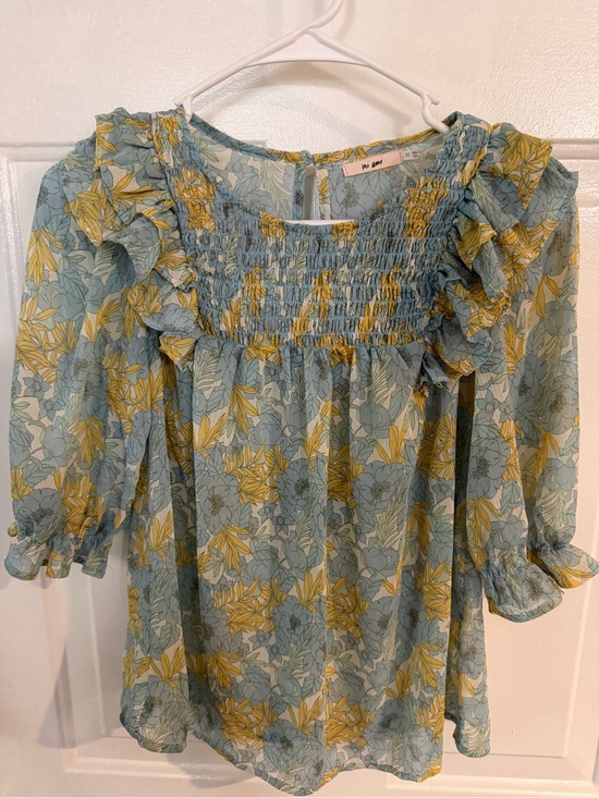 Francesca's Collections Tops - Mi Ami by Francesca Light Blue & Yellow Floral Smocked Blouse